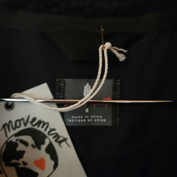 Free People,  Seaside Crocheted Sherpa Fleece Jacket in Black, Size S -NWOT - Picture 12 of 15